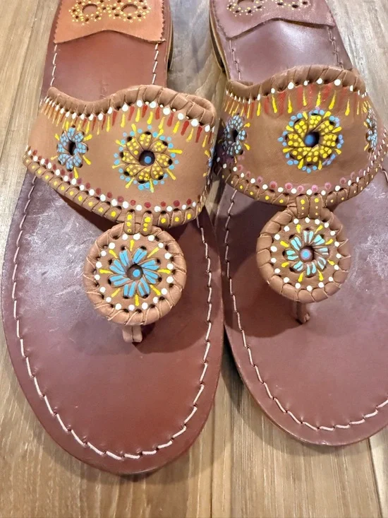 Jack Rogers Cognac Leather Sandals - Picture 4 of 5